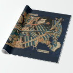 SAMURAI COMBAT WITH KATANA SWORDS by Hokusai Wrapping Paper