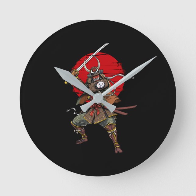 Samurai Demon Oni Round Clock (Front)