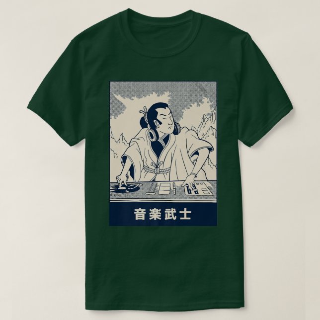 Samurai DJ  Japanese Anime Illustration  T-Shirt (Design Front)