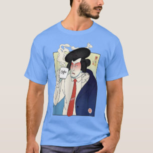 Samurai Drink Coffee Ukiyoe Japanese Warrior Lover T-Shirt