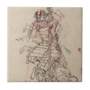 Samurai drinking Sake circa 1800s Ceramic Tile