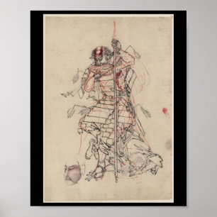 Samurai drinking Sake circa 1800s Poster