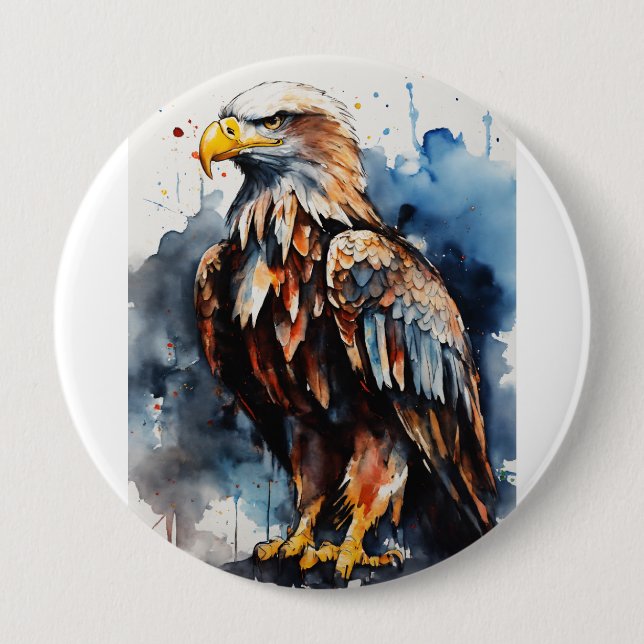 Samurai Eagle: Hyper-Realistic Battlefield Scene Button (Front)