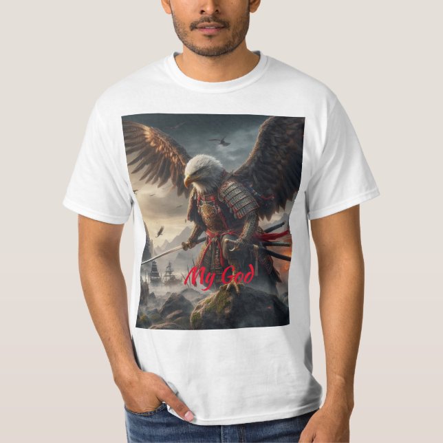 Samurai Eagle: Hyper-Realistic Battlefield Scene T-Shirt (Front)
