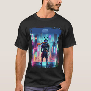 Samurai Electric Pole In Japanese Retro Cyberpunk T-Shirt