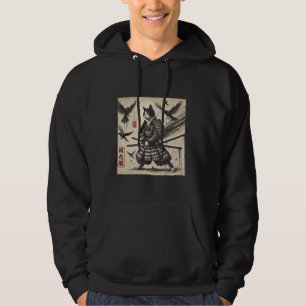 Samurai Feline Ink Art Japanese Aesthetic Design Hoodie