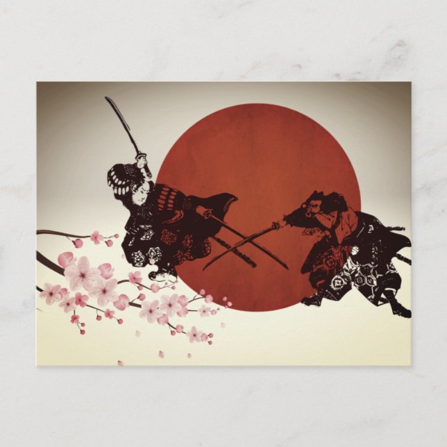 Samurai Fight Holiday Postcard (Front)