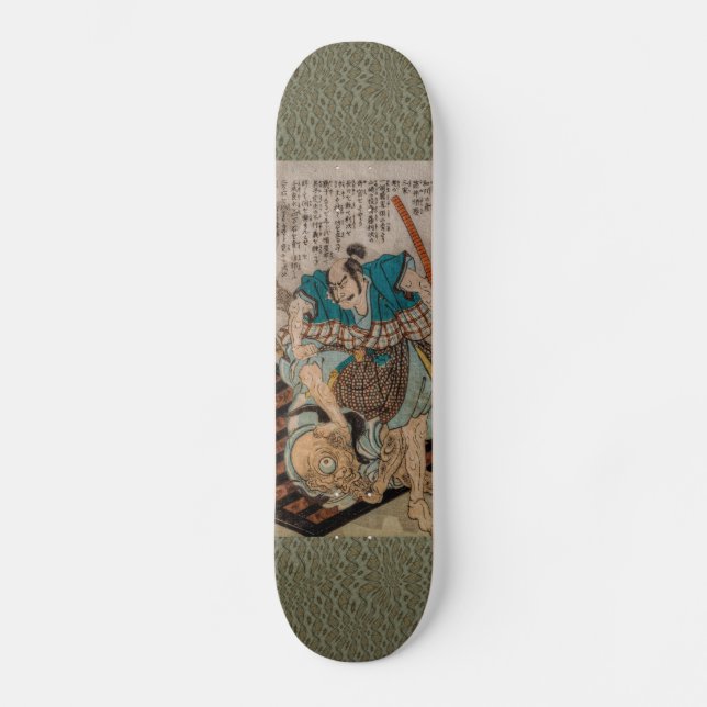 Samurai Fighting A Cyclops Skateboard Deck (Front)