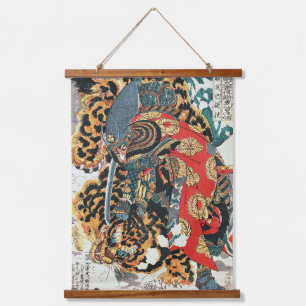 Samurai Fighting a Tiger, Kuniyoshi, Ukiyo-e Hanging Tapestry