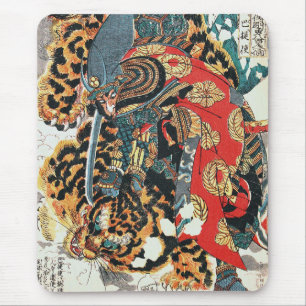 Samurai Fighting a Tiger, Kuniyoshi, Ukiyo-e Mouse Pad