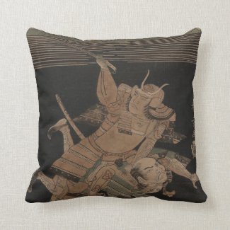 Samurai Fighting at Night circa 1770 Throw Pillow
