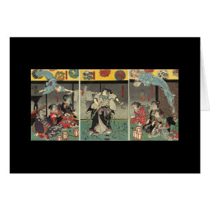 Samurai fighting ghosts and snakes c. 1850 cards