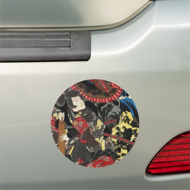 SAMURAI FIGHTING GIANT SNAKE CAR MAGNET (In Situ)