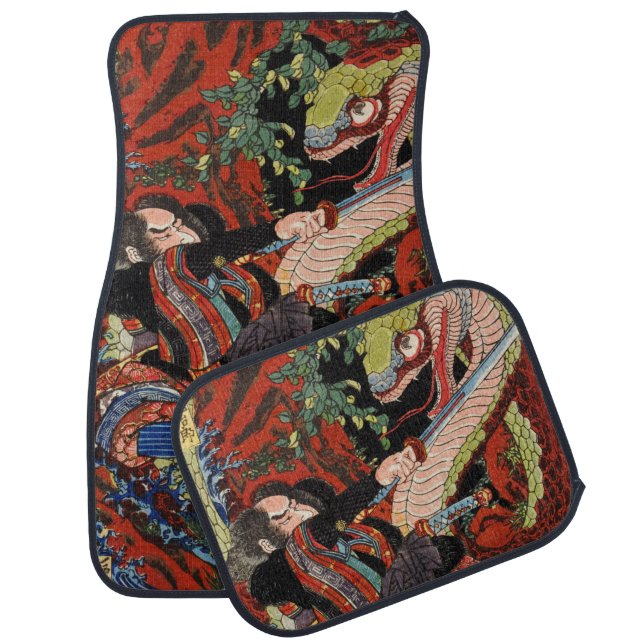 SAMURAI FIGHTING GIANT SNAKE CAR MAT (Set)