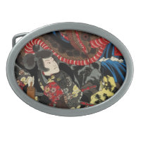 SAMURAI FIGHTING GIANT SNAKE TOAD BELT BUCKLE