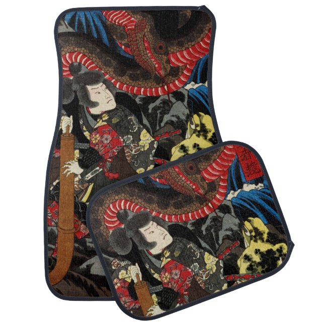 SAMURAI FIGHTING GIANT SNAKE TOAD CAR FLOOR MAT (Set)