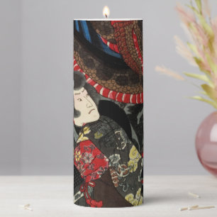 SAMURAI FIGHTING GIANT SNAKE TOAD PILLAR CANDLE