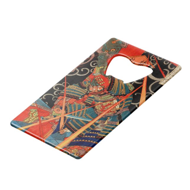 SAMURAI FIGHTING MONSTER CREDIT CARD BOTTLE OPENER (Front Angled)