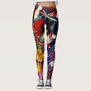 Samurai Fighting Serpent Leggings