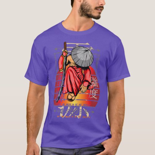 Samurai Figurine Strength Power Peace Vintage Japa T_Shirt