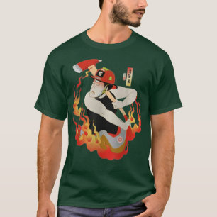 Samurai Firefighter Fireman Ukiyoe Japanese Warrio T-Shirt