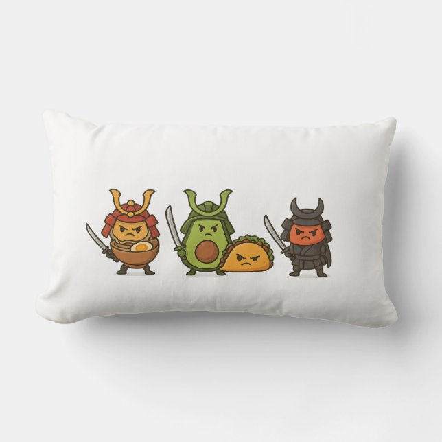 Samurai Food Warriors Lumbar Pillow (Front)