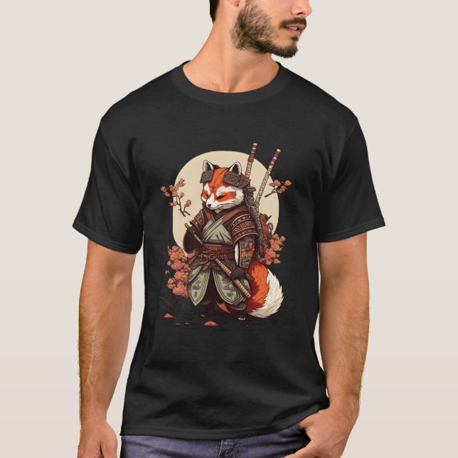 Samurai Fox Warrior Japanese Ninja Fox Kawaii T-Shirt (Front)