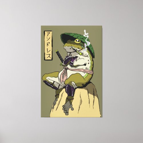 Samurai Frog Guardian of the Lotus Canvas Print