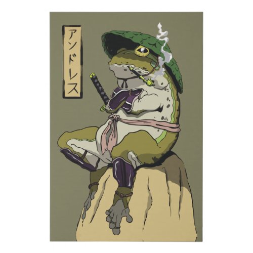 Samurai Frog Guardian of the Lotus Faux Canvas Print