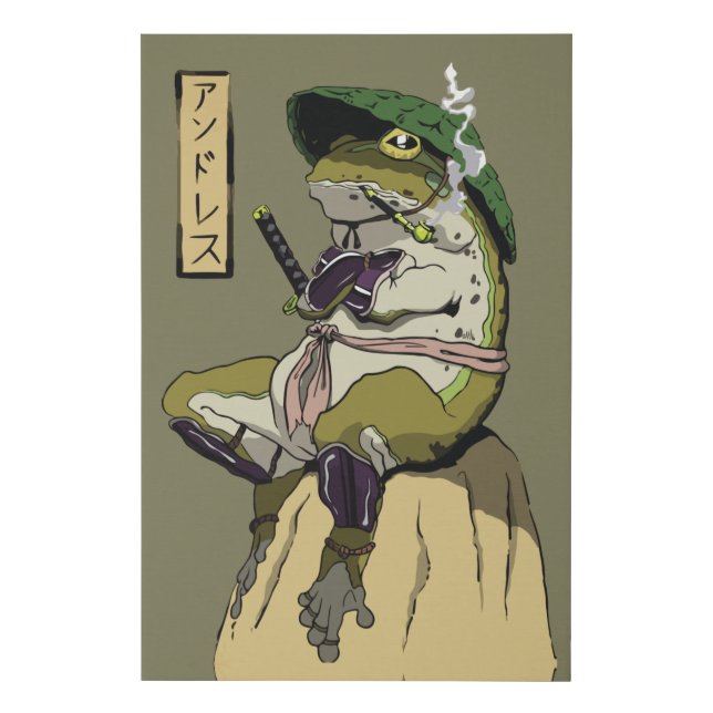 Samurai Frog: Guardian of the Lotus Faux Canvas Print (Front)