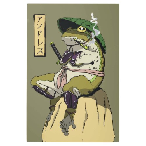 Samurai Frog Guardian of the Lotus Metal Print