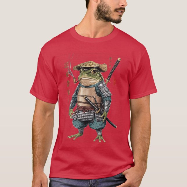 Samurai Frog Ninja Aesthetic Japanese Katanaokyo g T-Shirt (Front)