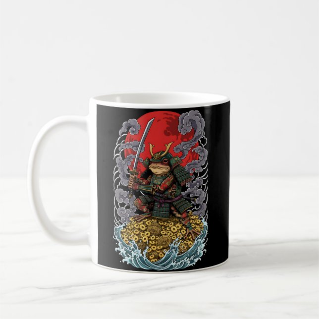 Samurai Frog of Fortune – Mythical Warrior Art Coffee Mug (Left)