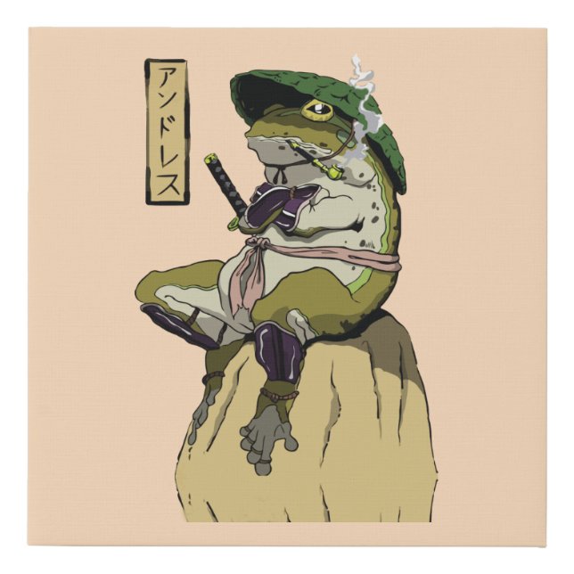 Samurai Frog Poster Faux Canvas Print (Front)