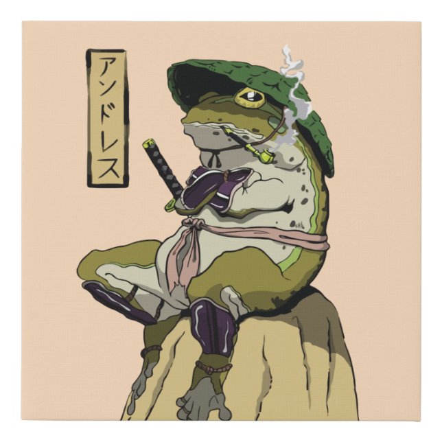 Samurai Frog Poster Faux Canvas Print Acrylic Prin (Front)