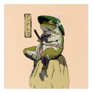 Samurai Frog Poster Faux Canvas Print Acrylic Print