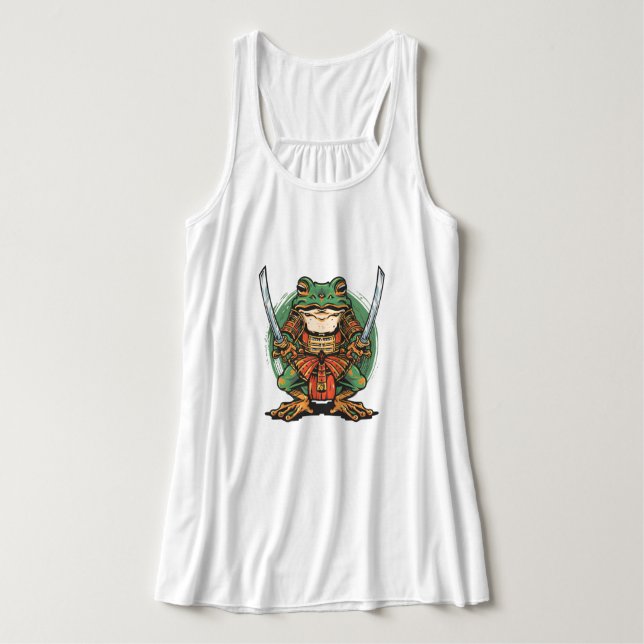  Samurai frog warrior Flowy Racerback Tank Top (Design Front)