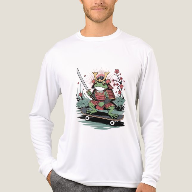  Samurai frog warrior skateboard Long Sleeve Shirt (Front)