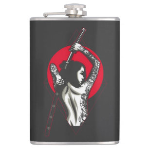 Samurai girl illustration   flask