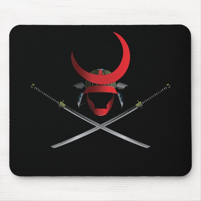 Samurai Helmet and Swords Mouse Pad (Front)