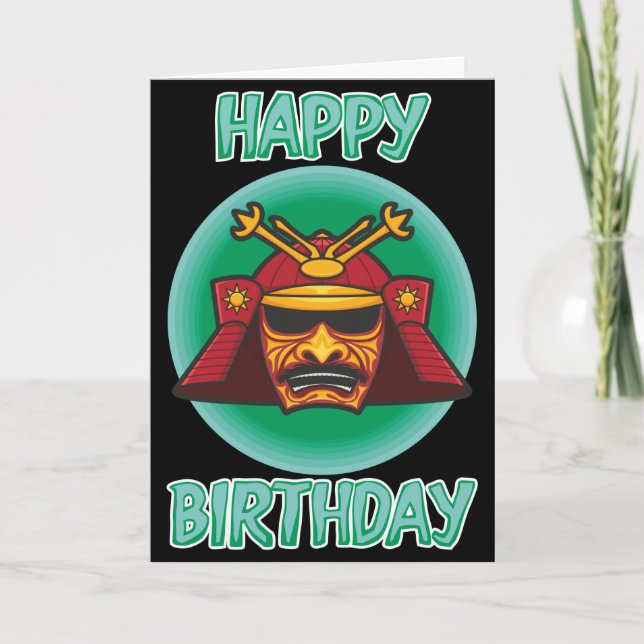 Samurai Helmet Birthday Card (Front)