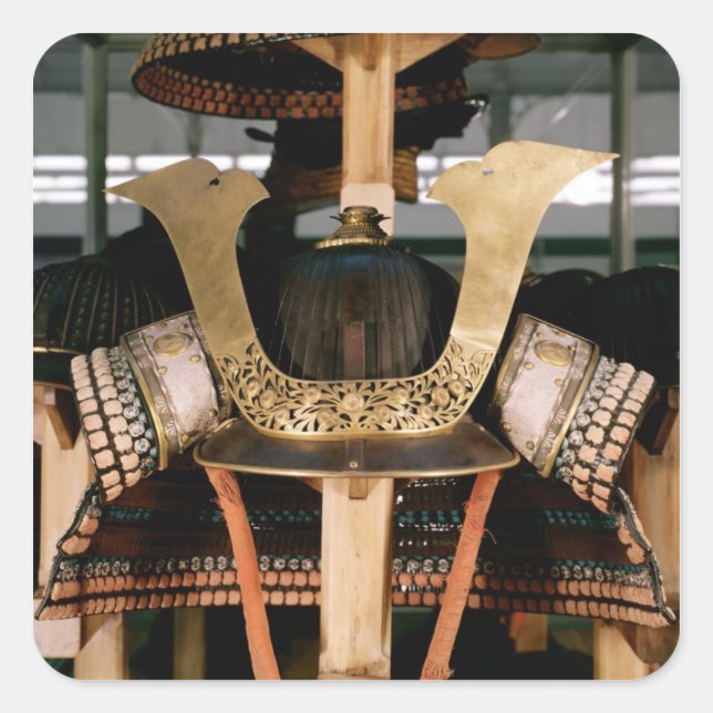 Samurai helmet, mid 14th century square sticker (Front)