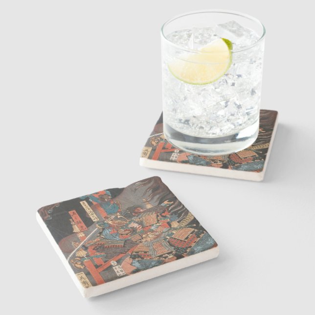 Samurai Hero Minamoto no Yorimitsu Stone Coaster (Side)