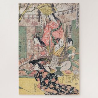 Samurai Hideyoshi and Wives Kitagawa Utamaro cool Jigsaw Puzzle