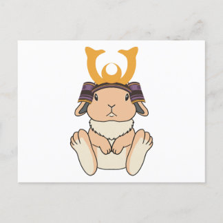 Samurai Holland Lop Rabbit Warrior Orange Postcard