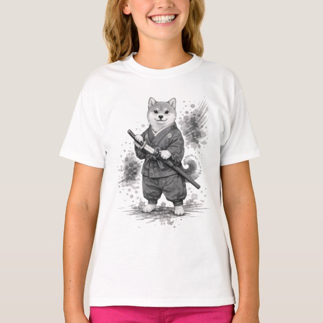 【Samurai Husky Ink Art Women’s T-Shirt】 T-Shirt (Front)