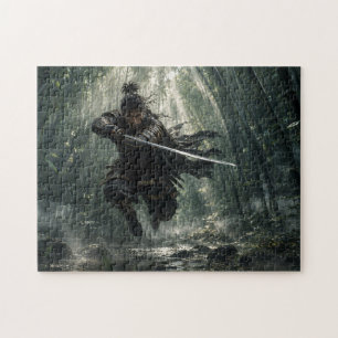 Samurai in the bamboo forest - Japanese warrior c Jigsaw Puzzle