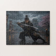Samurai in the rain - Japanese warrior with kata