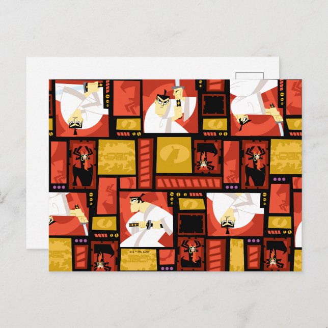 Samurai Jack & Aku Character Art Panel Pattern Postcard (Front/Back)