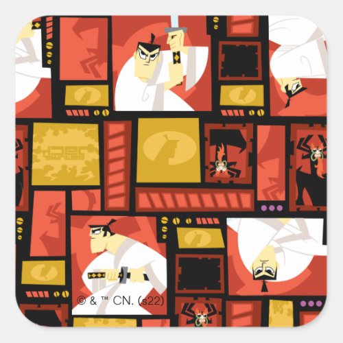 Samurai Jack  Aku Character Art Panel Pattern Square Sticker
